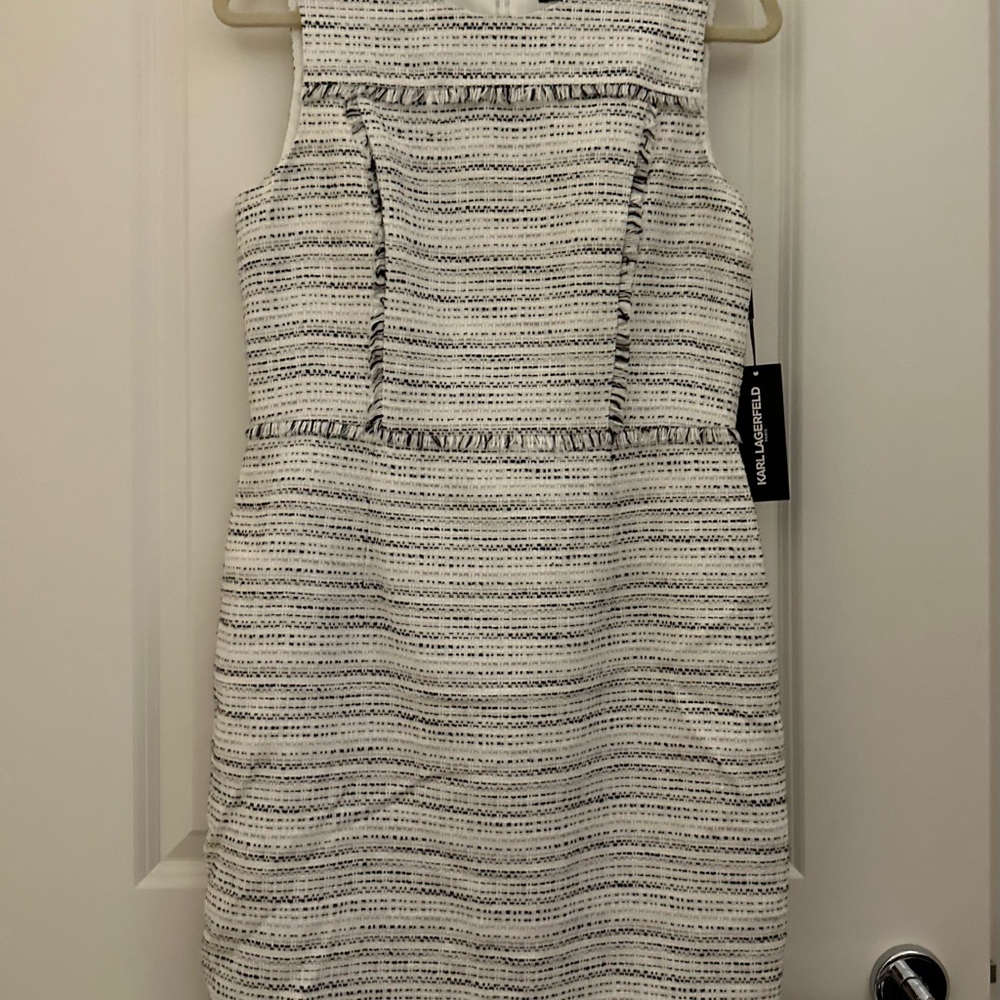 Karl Lagerfeld  tweed sleeveless sheath dress.